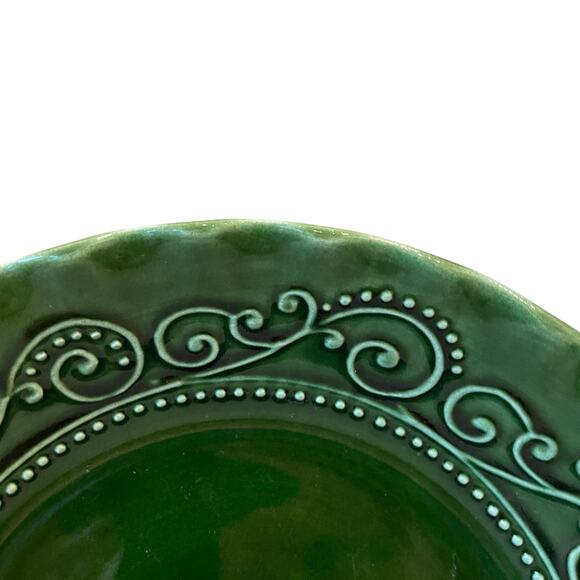 (4) Maioliche Jessica Made in Italy Pasta Bowls 9in Ceramic Christmas Green New - Picture 2 of 13
